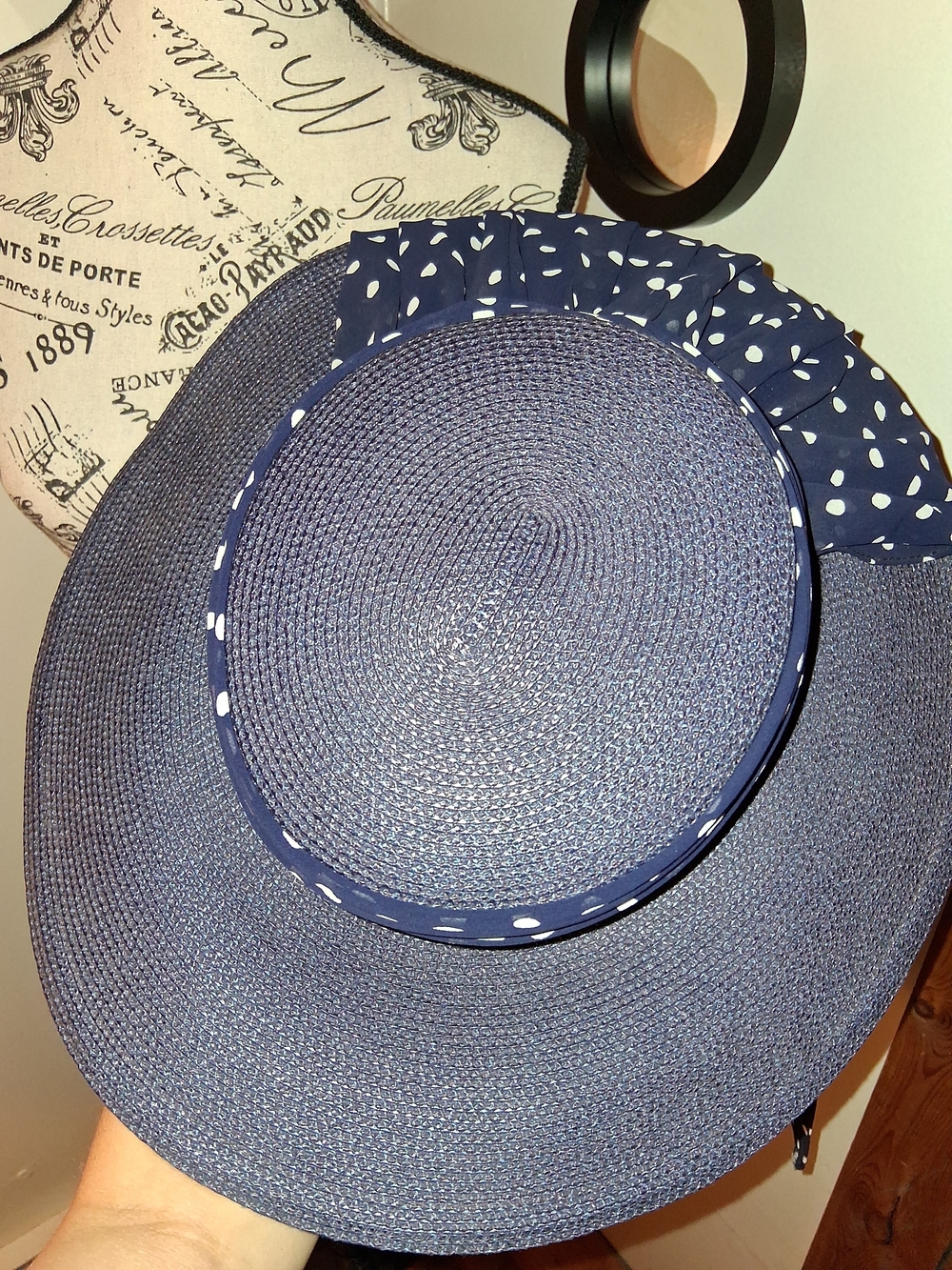 Whittall & Shon Vintage Derby/Church Wide Brim Straw Hat - Picture 5 of 12